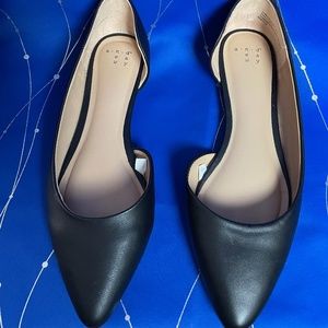 NWOT Pointed Toe Flat Shoes in Black, size 7!